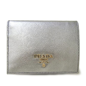 PRADA プラダ 二つ折り財布 コピー 1M0204  SAFFIANO MULTIC 型押しカーフ CROMO+CAMMEO シルバー×ベージュ